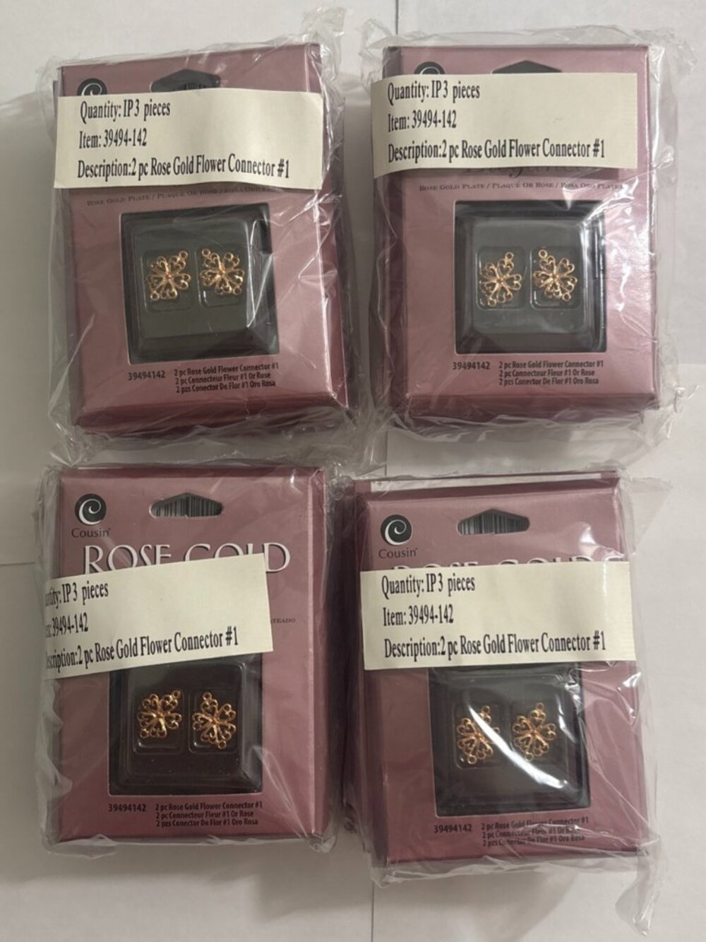 Cousin Rose Gold Elegance Rose Gold Plated Flower Connector Jewelry Making 24 pc